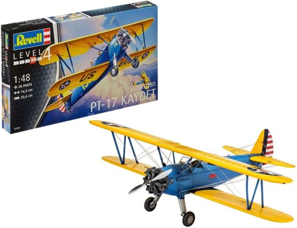 REV03957 - Stearman P-17 Kaydet Flugzeug zum Zusammenbauen und Bemalen. - 1