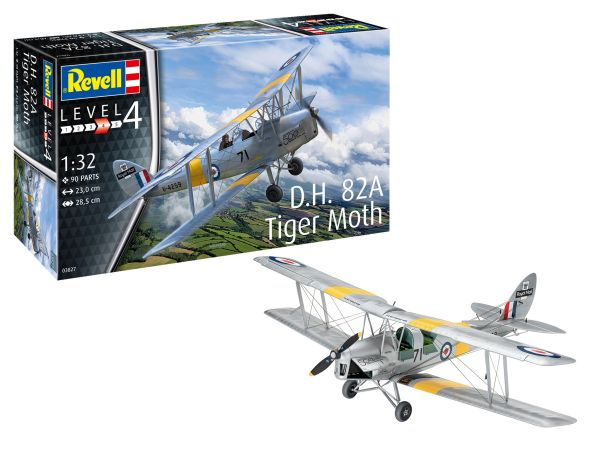 REV03827 - Flugzeug D.H. 82A Tiger Moth zum Zusammenbauen und Bemalen - 1
