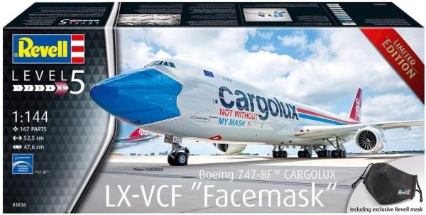 REV03836 - Boeing 747-8F CARGOLUX LX-VCF GESICHTSMASKE zum Zusammenbauen und Lackieren - 1