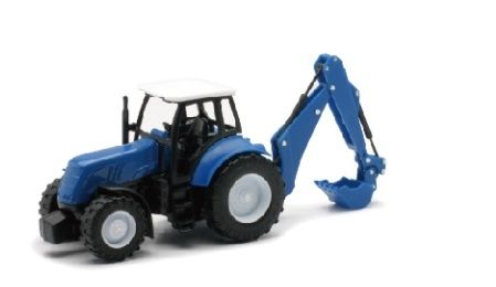 NEW05683C - Traktor mit blauem Löffelbagger - 1