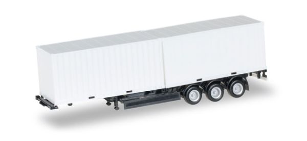 HER076494-002 - 3-achsiger Containeranhänger mit zwei 20-Fuß-Containern (weiß) - 1