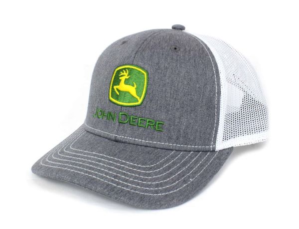 JA1308-3346-HGWH - JOHN DEERE Graue Kappe mit weißem Netzrücken - 1
