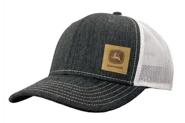 MC13080620BK - Schwarze Kappe mit weißem Netzgewebe hinten und JOHN DEERE-Aufnäher - 1