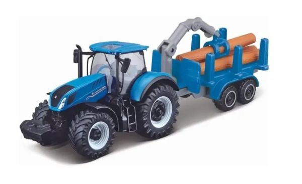 MST15590-B - NEW HOLLAND T7.185 HD mit Forstanhänger in Blisterverpackung - 1