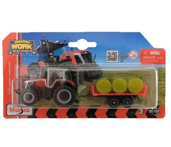 MST15590-D - MASSEY FERGUSON 8S.265 mit Plattformanhänger und Rundballenpresse in Blisterverpackung - 1