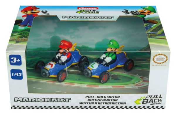 CARRERA15813018 - 2 Friktionskart mit Fahrer MARIO KART – Mario und Luigi - 1
