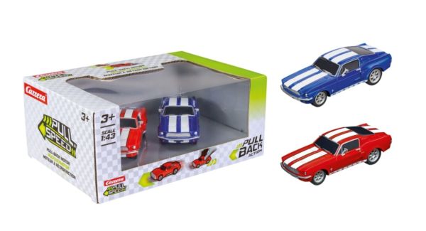CARRERA15813030 - 2er-Pack FORD-Fahrzeuge Blau-roter 1967er Mustang mit Reibungsmotor - 1