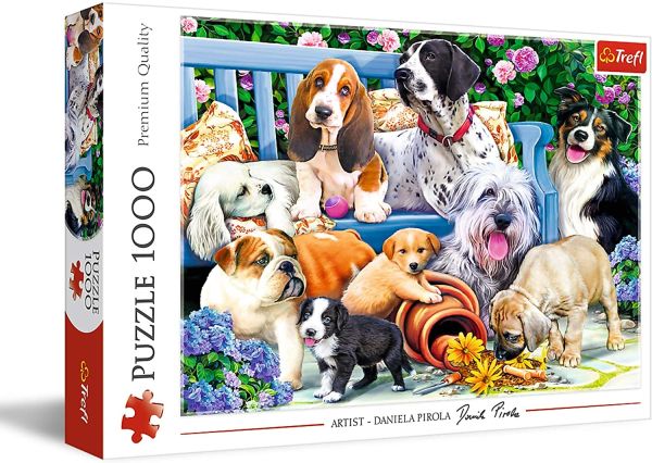 TRF10556 - 1000 Teile Puzzle – Hunde im Garten - 1