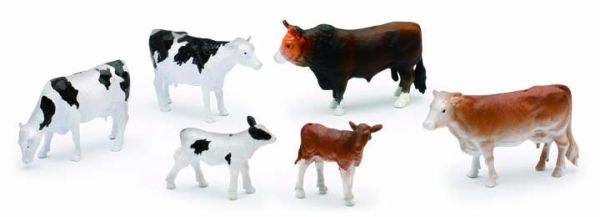 NEW05593E - Set aus 3 stehenden Kühen 2 Kälbern und 1 Stier - 1