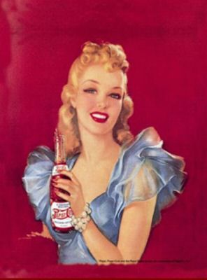 IES09P - Blechschild: Pin-Up rote Pepsi Cola - 1