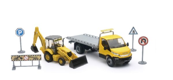 NEW16163A - IVECO DAILY Pritsche mit Baggerlader NEW HOLLAND B110C und Zubehör - 1