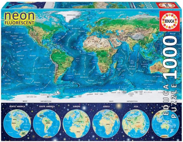 EDU16760 - Fluoreszierendes Weltkarten-Puzzle mit 1000 Teilen - 1