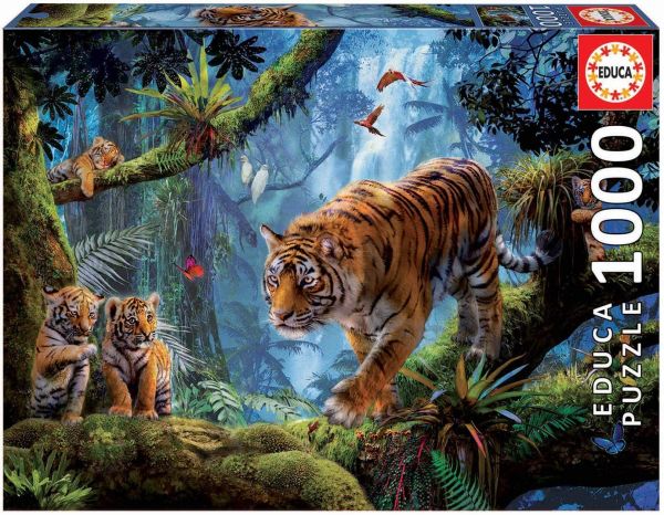 EDU17662 - Puzzle 1000 Teile Tiger auf dem Baum - 1