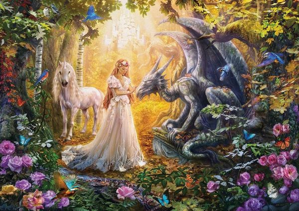 EDU17696 - Puzzle 1500 Teile der Drache die Prinzessin und das Einhorn - 1