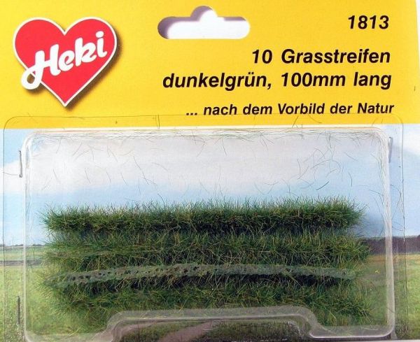 HEK1813 - Packung mit 10 Grasstreifen dunkelgrün 10 cm - 1