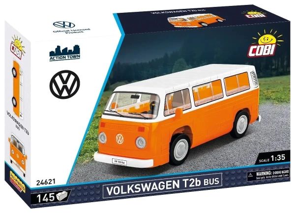COB24621 - VOLKSWAGEN Typ 2 Bus in Orange und Weiß – 145 Teile - 1