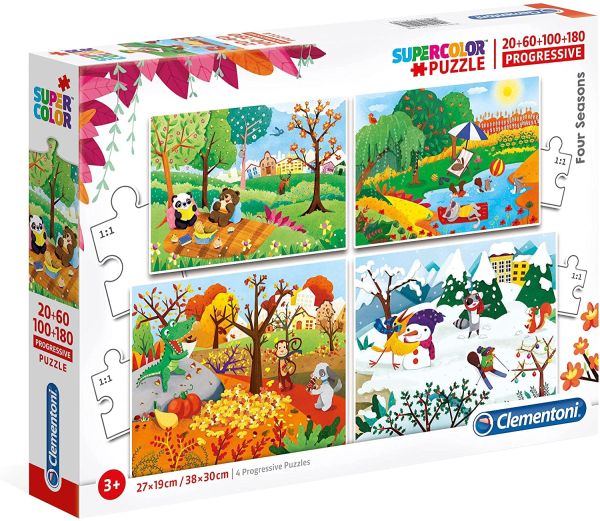 CLE21408 - 4 Puzzles 20-60-100-180 Teile - Die 4 Jahreszeiten - 1