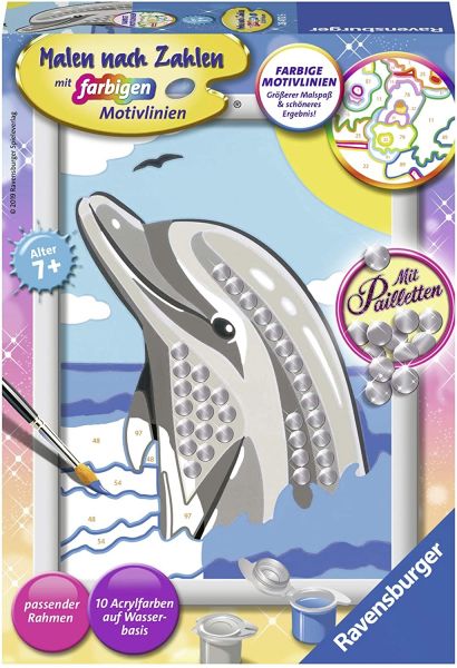 RAV284726 - Delfin-Kunstnummer mit Strasssteinen 13x18 cm - 1