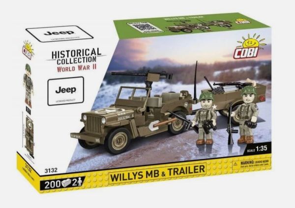 COB3132 - Jeep Willys MB Militärfahrzeug mit Anhänger – 200 Teile - 1