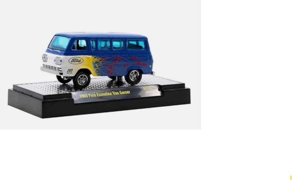 M2M-31600-GS14 - 1965 Ford Econoline Van, blauer Gasser mit Flammenmuster, noch in Blisterverpackung - 1