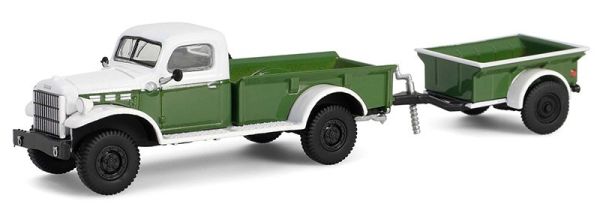 GREEN32320-A - DODGE Power Wagon 1950 mit grün-weißem Anhänger aus der HITCH & TOW Serie in Blisterverpackung - 1