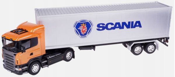 WEL32626 - SCANIA V8 R470 4x2 Orange mit 2-Achs-Containerträger und Container - 1