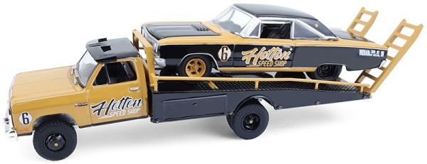 GREEN33260-A - DODGE Ram D350 1985 mit DODGE Coronet 1965 braun - HOTTON SPEED SHOP aus der H.D. TRUCKS-Serie - 1
