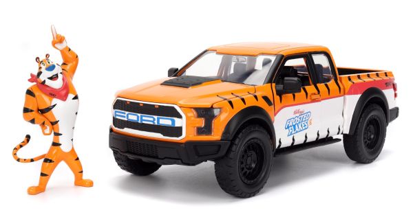 JAD35470 - FORD F-150 Raptor 2017 Orange mit Tony KELLOGG'S Figur - 1