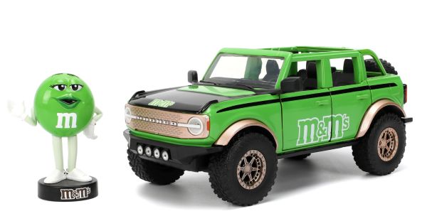 JAD35473 - FORD Bronco 2021 grün mit M&M's Figur - 1