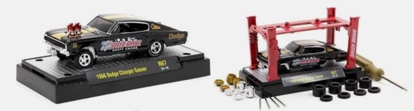 M2M-37000-67-C - DODGE Charger Gasser 1966 Schwarzer Modellbausatz in Blisterverpackung - 1