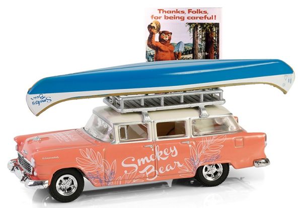 GREEN38070-A - CHEVROLET Two-Ten Townsman 1955 mit Kanu auf dem Dach aus der SMOKEY BEAR-Serie in Blisterverpackung - 1