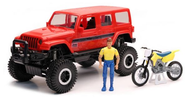 NEW37446R - JEEP Sahara rot mit Figur und Motocross - 1