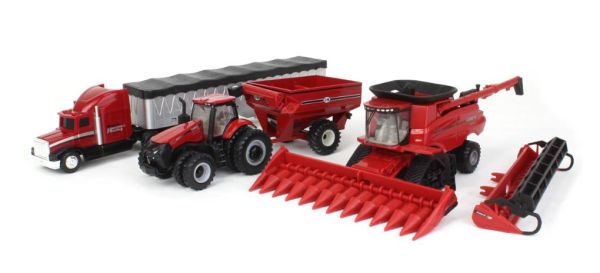 ERT44384 - Set bestehend aus Mähdrescher CASE IH 8250 Traktor CASE IH 340 Getreideanhänger und LKW Anhänger CASE IH. - 1