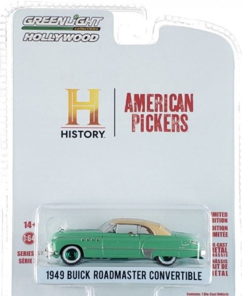 GREEN44970-DVERT - BUICK Roadmaster converticle mit grünen Felgen 1949 aus der TV-Serie American Pickers 2010 in Blisterverpackung. - 1