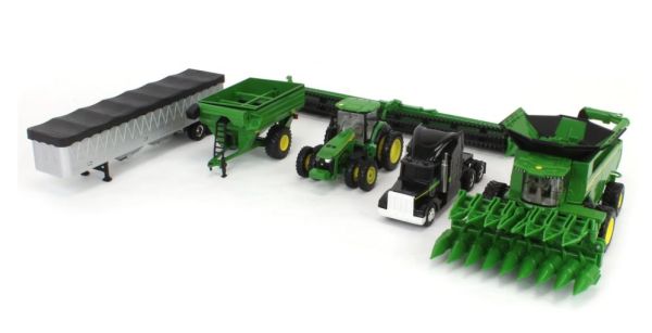 ERT45955 - JOHN DEERE Erntegarnitur – Traktor 8R 370 mit Anhänger – Mähdrescher X9 1100 und Sattelzug - 1