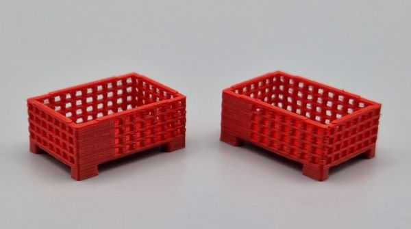 MSM5471/06 - 2 halbhohe Drahtgitter-Palettenboxen, rot – L 24 x B 16 x H 10,3 mm - 1