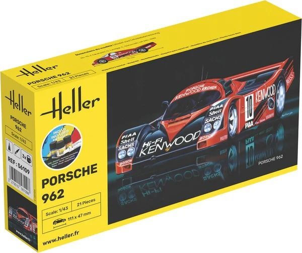 HEL56109 - Starterset mit Lack und Zubehör – PORSCHE 962 Nr. 10 zum Zusammenbauen - 1