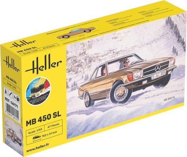 HEL56171 - Starterset mit Lack und Zubehör – Mercedes-Benz 450 SL zum Selbstaufbau - 1