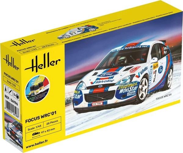 HEL56196 - Starterset mit Farbe und Zubehör – FORD Focus WRC-01 #3 zum Zusammenbauen - 1