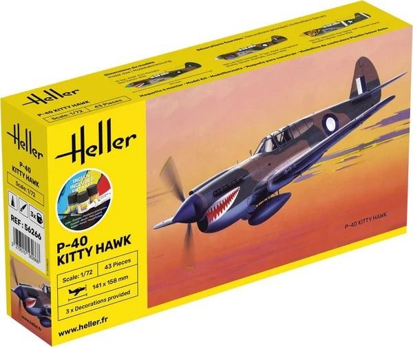 HEL56266 - Starterset mit Farbe und Zubehör – CURTISS P-40 Kitty Hawk zum Zusammenbauen - 1