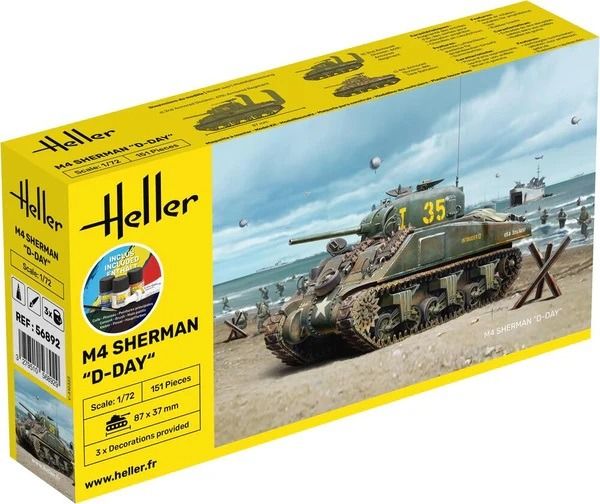 HEL56892 - Starterset mit Farbe und Zubehör – M4 Sherman Panzer – D-Day - 1