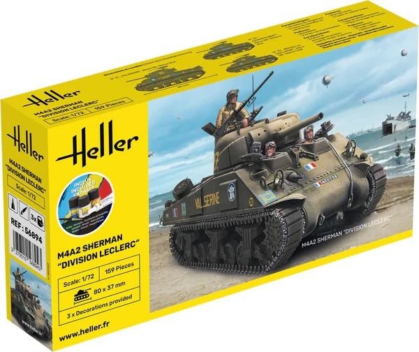 HEL56894 - Starterset mit Farbe und Zubehör – M4A2 Sherman Panzer – Leclerc Division - 1