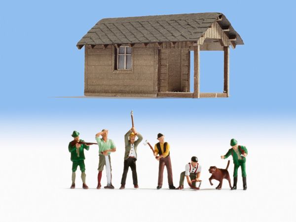 NOC12046 - Waldarbeitsset mit Kabine 6 Figuren und einem Hund - 1