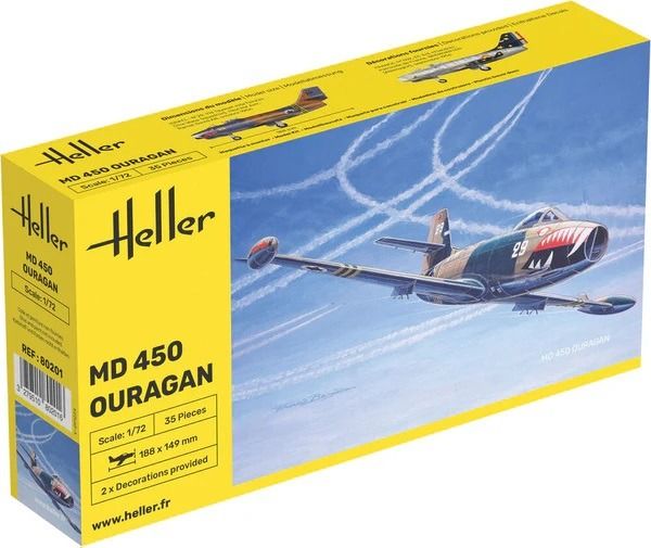 HEL80201 - Dassault MD450 Ouragan Militärflugzeug zum Zusammenbauen und Lackieren - 1