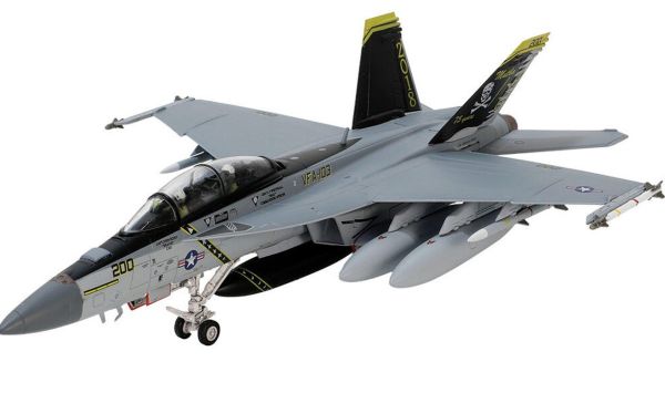 FOV814034A - Amerikanischer Boeing F/A-18F Super Hornet Kampfjet – US Navy – VFA-103 Squadron – Jolly Rodgers – 75. Jahrestag - 1