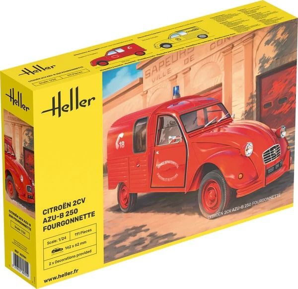 HEL82701 - Bausatz mit Lackierung – Citroën 2CV Azu-B 250 Feuerwehrwagen - 1