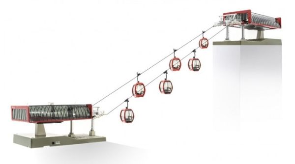 JC82496 - Skilift mit 6 Gondeln in roten Farben 1/87 - 1