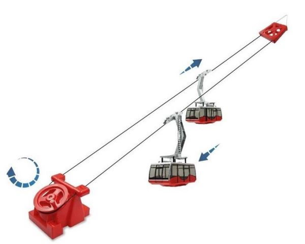 JC89293 - Skilift mit 2 manuellen roten Gondeln - 1
