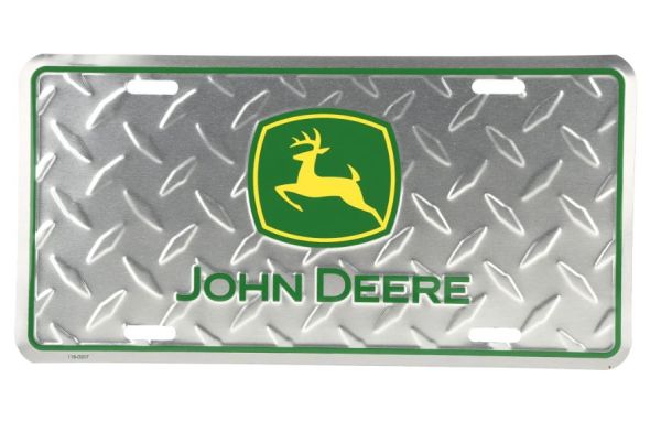97047 - Letrero metálico cromado con el logotipo de JOHN DEERE - 15x30 cm - 1