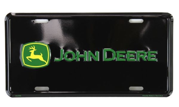 97058-DEERE - Letrero metálico negro con el logotipo de JOHN DEERE - 15x30 cm - 1